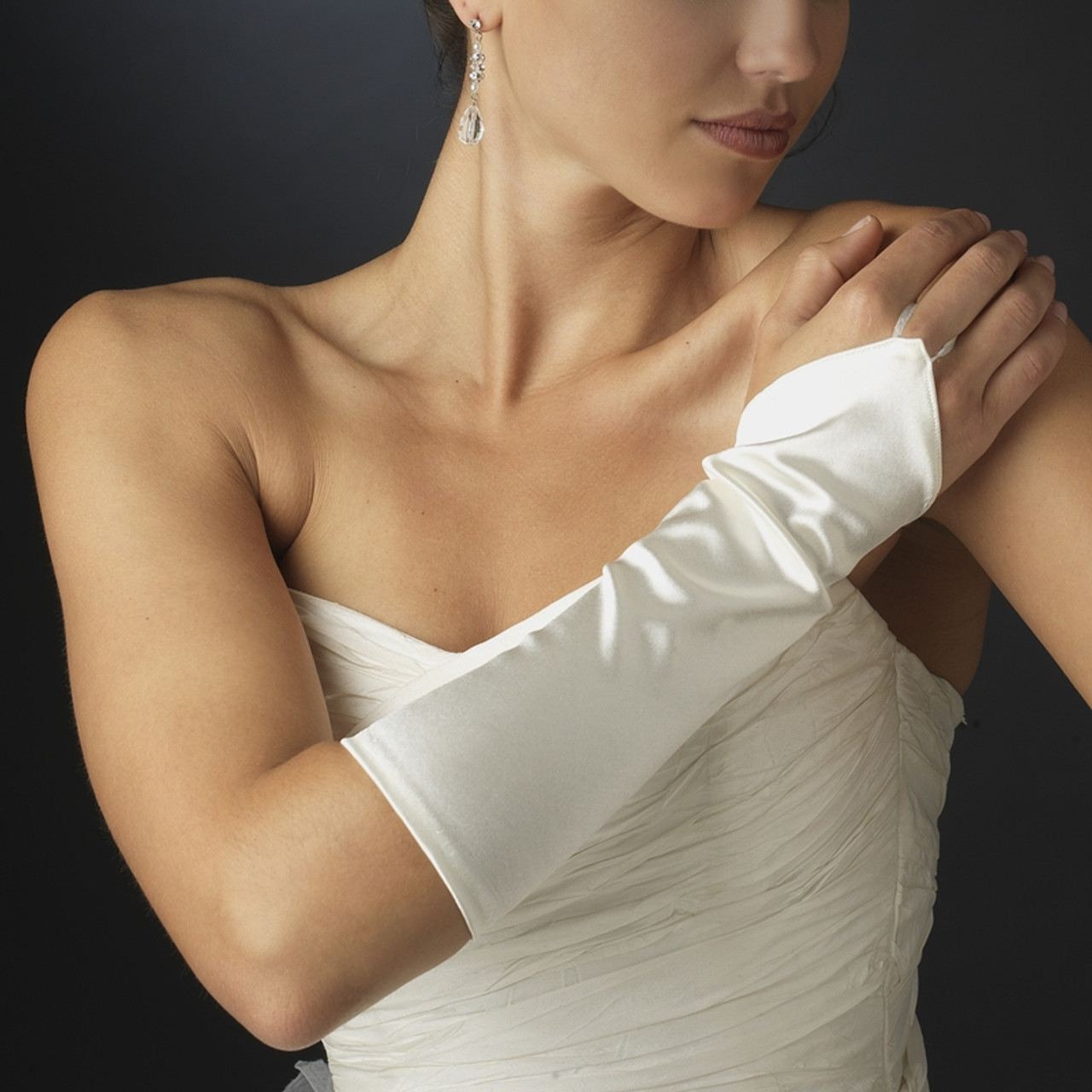 fingerless bridal gloves above elbow