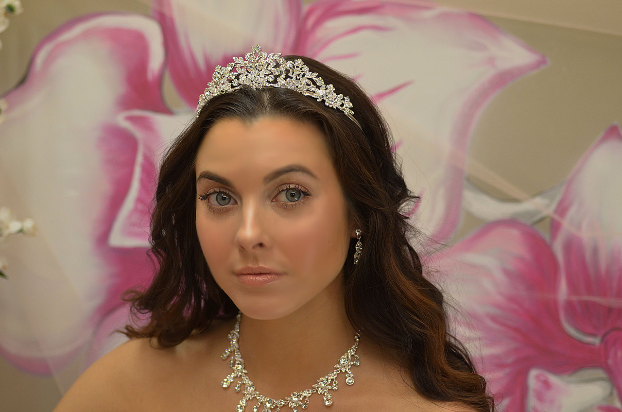 Ansonia Bridal 8658- Rhinestone and Crystal Flower Tiara