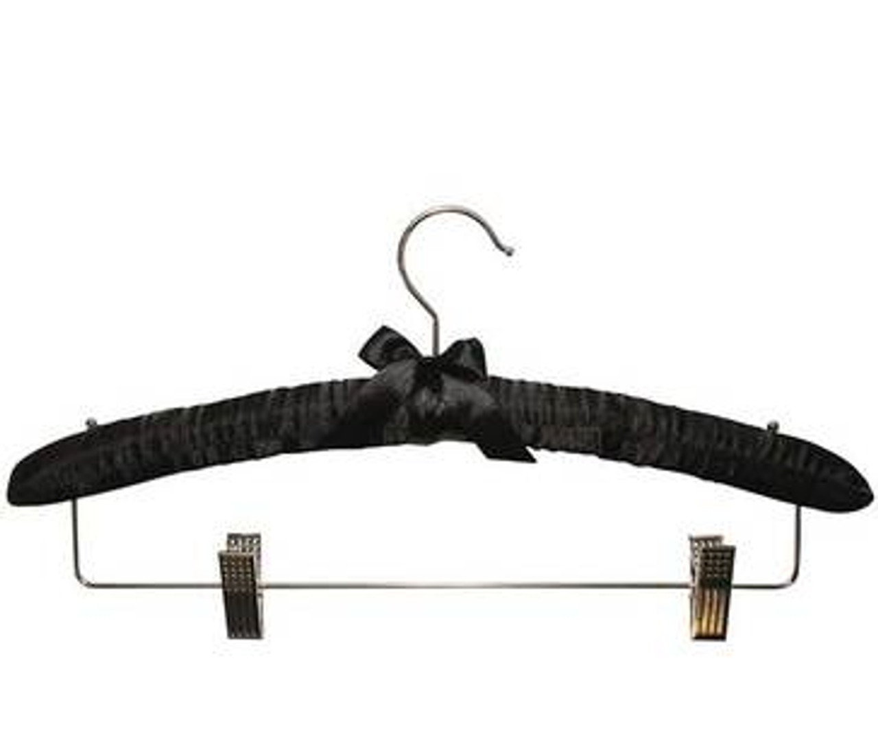 Gown Satin Padded Hanger with shoulder studs & Veil Clips - Black