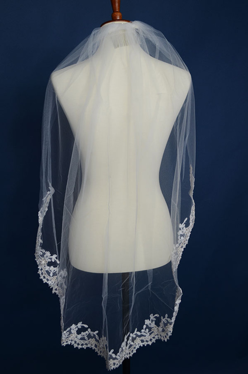Ansonia Bridal Veil Style 200S - Beaded Lace
