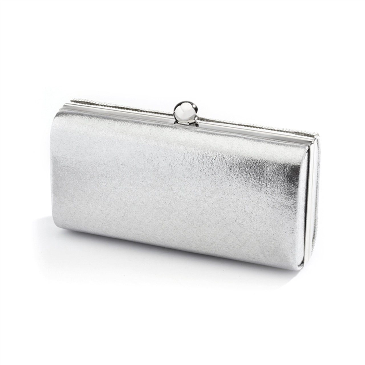 Micropave Crystal Bridal Clutch Evening Bag in Silver 4390EB-CR-S