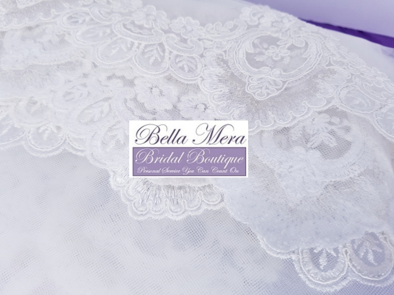 Giselle Bridal Veil Style SP308L Alencon Lace - 120"Long