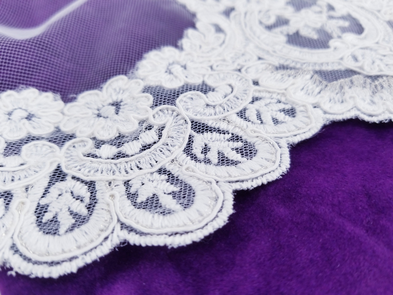 Giselle Bridal Veil Style SP308L Alencon Lace - 120"Long