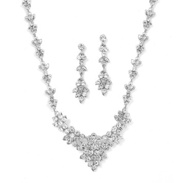 Mariell Bridals Crystal Cluster Petite Necklace Set 929S
