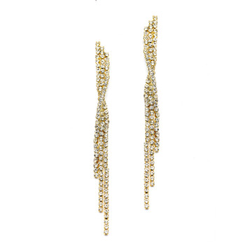 Mariell Dangling Gold Rhinestone Earrings with Graceful Twist 4206E-CR-G