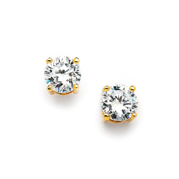 Mariell 8mm Gold Round Cubic Zirconia Stud Earrings 708E-CR-G