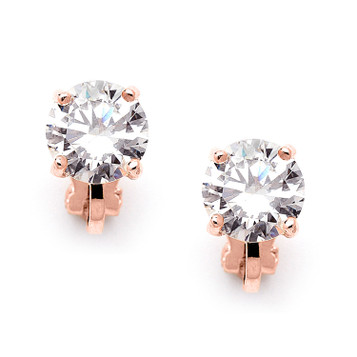 Mariell Rose Gold Clip-On Earrings with 2 Carat 8mm CZ Solitaire 3598e ...