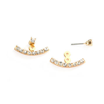 Mariell Crystal Ear Jackets with Gold Curved Arcs 4349E-G