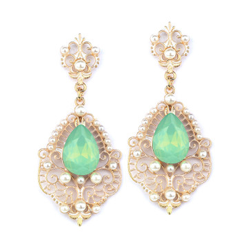 Mariell Gold Frost Dangle Earrings with Mint Opal Pear 4303E-MT-G