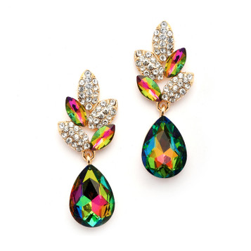 Mariell Unique Vitrail Medium and Gold Dangle Earrings 4533E-VM-G