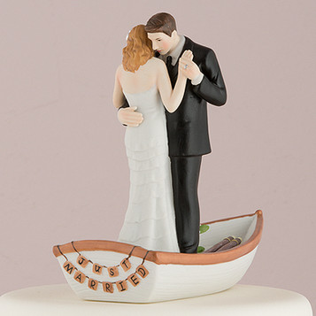 "Row Away" Wedding Couple In Rowboat Figurine