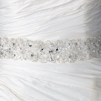 Ivory White Pearl Seed Bead Silver Diamante Bridal Wedding Dress Belt Sash 5394 