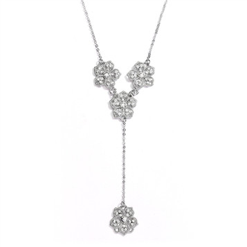 Mariells Popular Crystal Filigree Flowers "Y" Necklace for Prom, Brides or Bridesmaids 4301N-CR-S