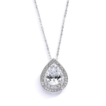 Mariells Designer Micro Pave Cubic Zirconia Bridal or Mother of the Bride Pendant 4076N