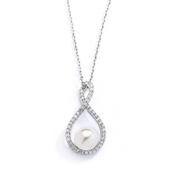 Mariells Eternity Symbol Cubic Zirconia Wedding Necklace with Pearl 4075N