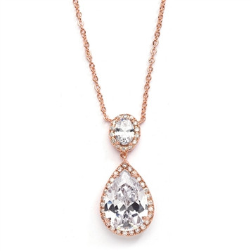 Mariells Couture Cubic Zirconia Pear-Shaped Bridal Necklace 2074N-RG