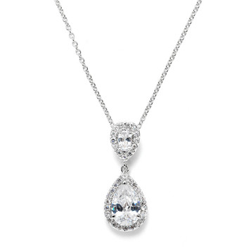 Mariells Lustrous Cubic Zirconia Teardrop Wedding Pendant 3520N
