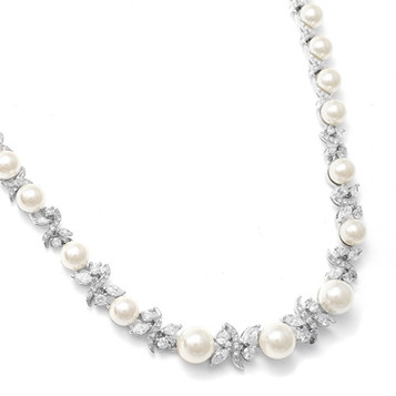 Mariells Luxurious Pearl and CZ Bridal Necklace 723N