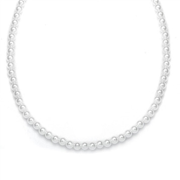 Mariells Single Strand 6mm Pearl Wedding Necklace 182N