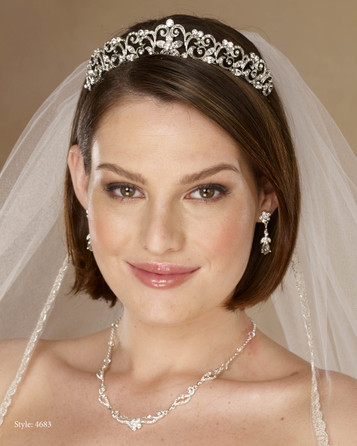 Marionat Bridal 4683 Rhodium rhinestone tiara - Le Crystal Collection