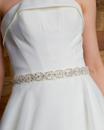 Marionat Bridal Belt 1138 - Rhinestone and pearl wired belt