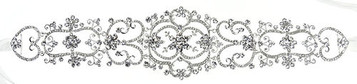 LC Lacy French style sash belt/hair band of rhinestone flowers and rhinestone encrusted butterfly swirls