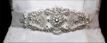 Noelle & Ava Collection - Rhinestone and bugle beads jewelry belt/head band applique  - 16
