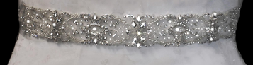 Noelle & Ava Collection - Hand sewn top grade Sash Belt with Swarovski crystals, marquise,rhinestones,bugle beads and seeds - 24