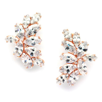 Mariell Shimmering Cubic Zirconia Marquis Cluster Gold Clip-On Earrings 3598EC-RG