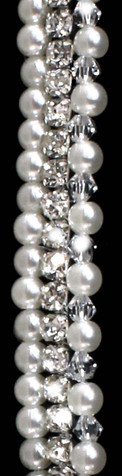 Noelle & Ava - Soft Band With Crystals, Rhinestones And Pearls. 15.5". With Double Sheer 3/8" Ribbon Total Length 50"