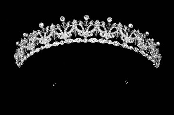 Noelle & Ava - 7/8"H - Courteous Princess Tiara Of Rhinestone Triumph Emblems Accented With Hand Twisted Crystal Accents