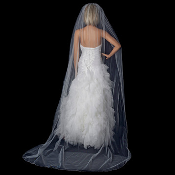 Single Layer Swarovski Rhinestone Edge Cathedral Length Veil Style VSW 1C