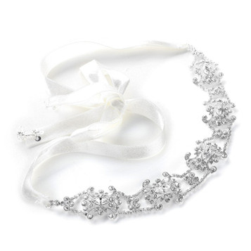 Swarovski Crystal Bridal Headband with Ribbon