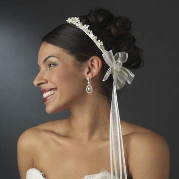 Delightful Flower & Pearl Greek Stefana Wedding Crowns 8017