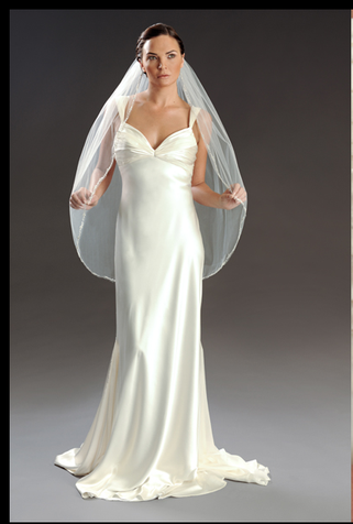 Erica Koesler Veil- 798-40 (40"x 72") - Tiny beads and pearl flowers with rhinestone centers