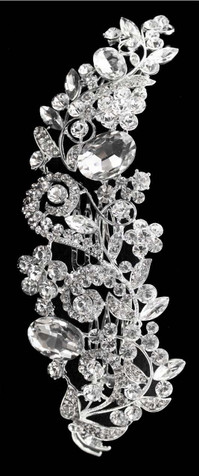 Noelle & Ava - French Bouquet Rhinestone Side Piece With Triple Small Combs