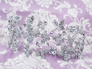Bella Mera Studio - Splendid Bandeau With Rhinestone Encrusted Flowers And Leaves
