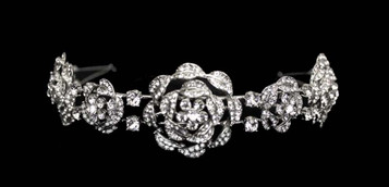 Noelle & Ava - Romantic Headband Of Rhinestone Encrusted Roses