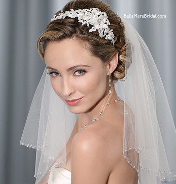 Bel Aire Bridal  Headband 6335 - Lace Headband - Quick Ship Ivory 