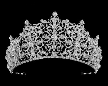 Rhinestone Royal Crown Tiara: Rhinestone (2.75" H) - Silver Color