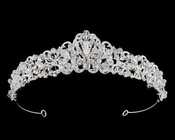 Bella Mera Studio Tiara - Rhinestone & Crystal - 1.3" H - Silver