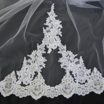 Ansonia Bridal Pearl Scatter Royal Cathedral Wedding Veil Elena Designs E1371