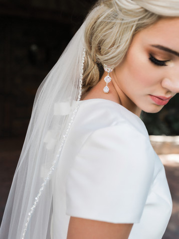 1920's Vintage Bridal Headband Veil with Tulle & Floral Beading