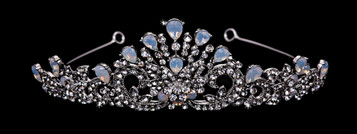 En Vogue Bridal Tiara T1905 -Opal & Silver Tiara - Quick Ship Silver 