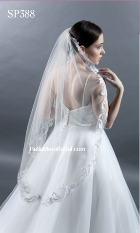 Chantilly Lace Edge Chapel Length Ivory Wedding Veil – BestWeddingVeil