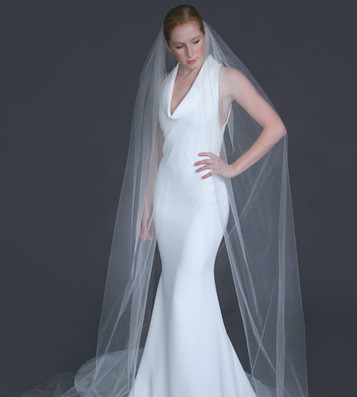 Erica Koesler Wedding Veil 957-100 - (100" inches long) - Cut edge shimmer tulle single tier