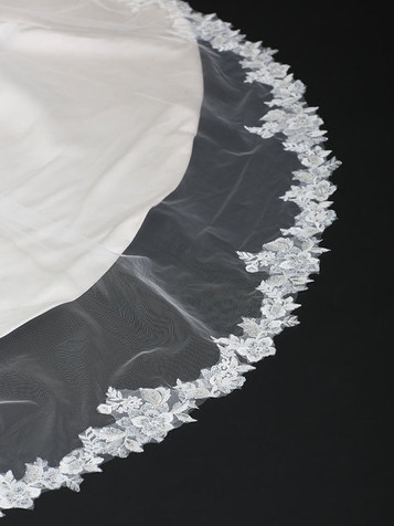 Cathedral Wedding Veil with Silver Leaf Edge Envogue V2383C