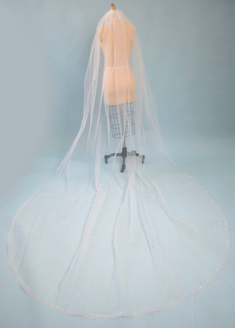 Ansonia Bridal Pearl Scatter Royal Cathedral Wedding Veil Elena Designs E1371