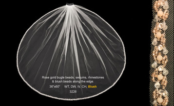 Rose Gold Bugle Beads, Sequins, Rhinestones - FC 3226 - 36" Inches