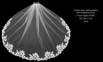 Baroque Lace Fingertip Veil - FC 3235 - 42" Inches